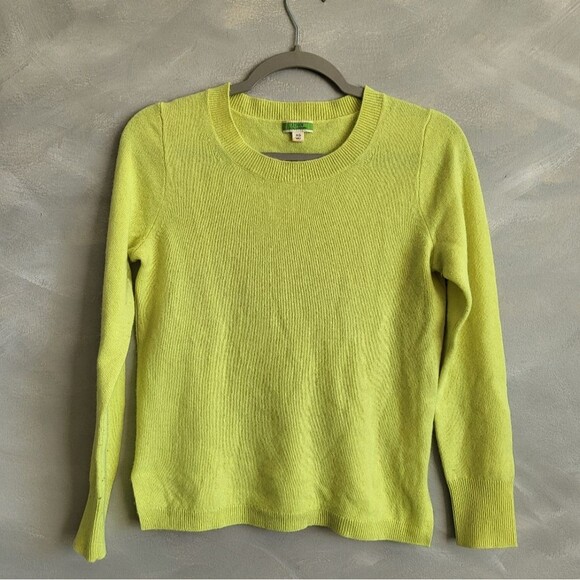 J. CREW Cashmere Crewneck Neon Lime Green Long Sleeve Sweater Sz XS - Picture 5 of 16